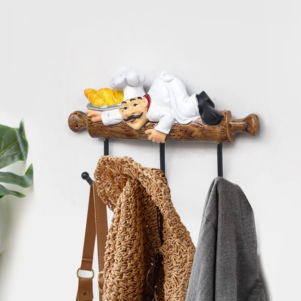 chef-wall-mounted-non-perforated-kitchen-hook-kitchenware-storage-resin-crafts