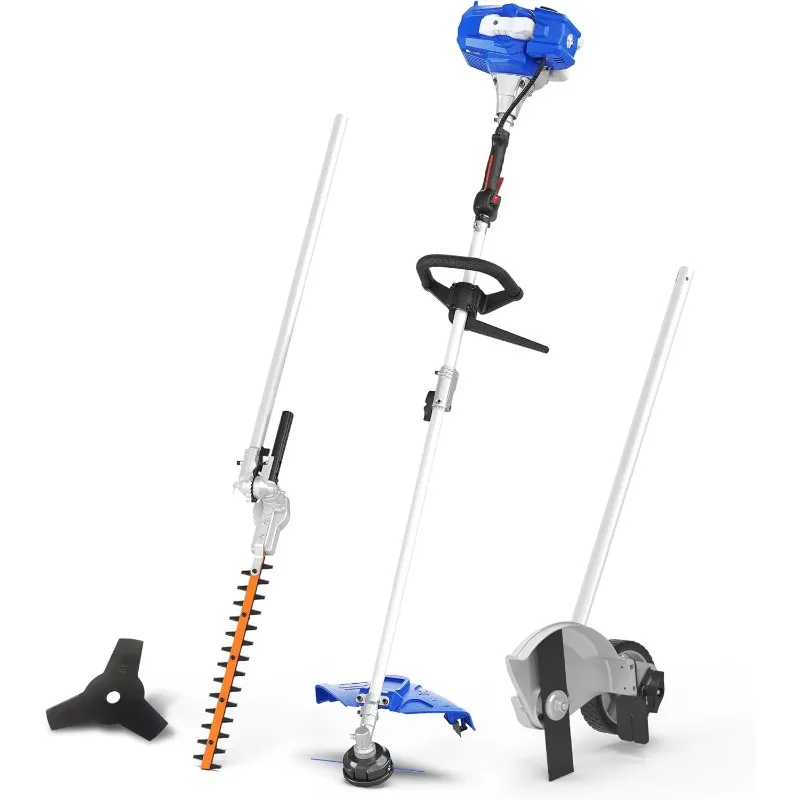 26cc Weed Wacker Gas Powered, 4 in 1 String Trimmer, Wheeled Edger, Hedge Trimmer and Brush Cutter Blade, Multi Yard Care Tools,