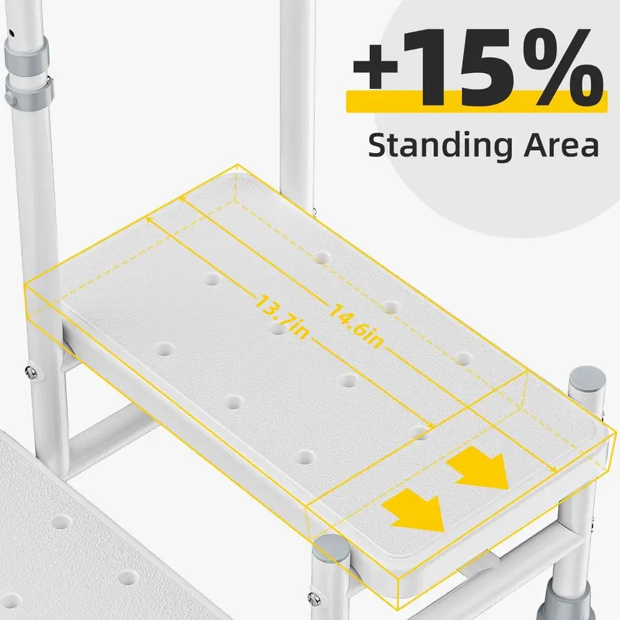 مقعد متدرج مع مقبض مقعد متدرج للسرير مع خطوات سرير درابزين قابلة للتعديل للأسرة العالية للبالغين وكبار السن، يحمل ما يصل إلى 400 رطل #5