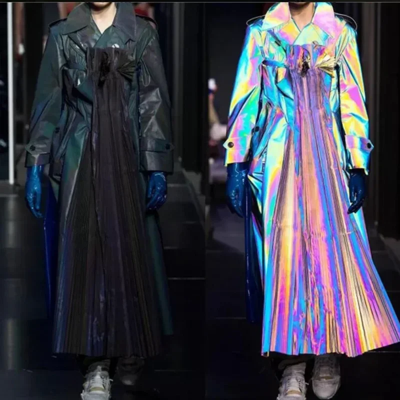 

100x140cm Colorful Rainbow Reflective Fabric Glow in Dark Fabric Magic Material for Sewing Windbreaker Down Jacket Athletic Wear