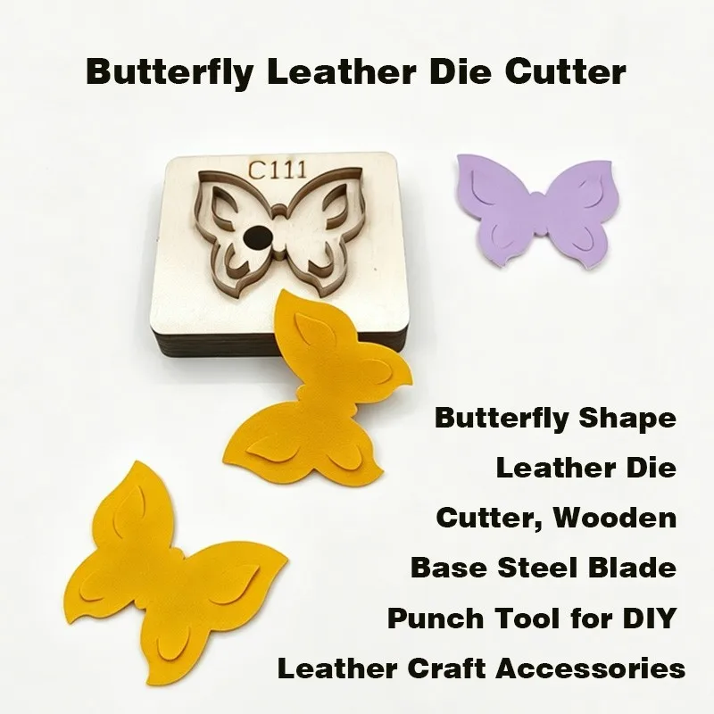 Butterfly Shape Leather Cutting Die, Laser‑Made Steel Rule Die for DIY Handcraft, Blanking Tool for Leather & Silicone Material