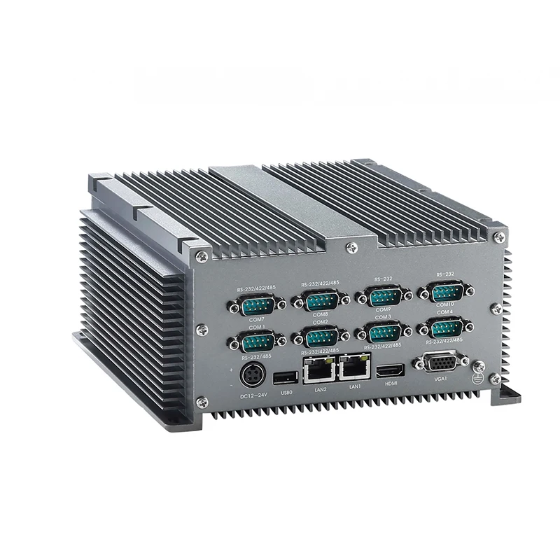 Fanless Intel D525/N455  BOX PC   Industrial Computer 2LAN 10COM 10*rs232 6*RS485 or 5*rs422 4USB  PC