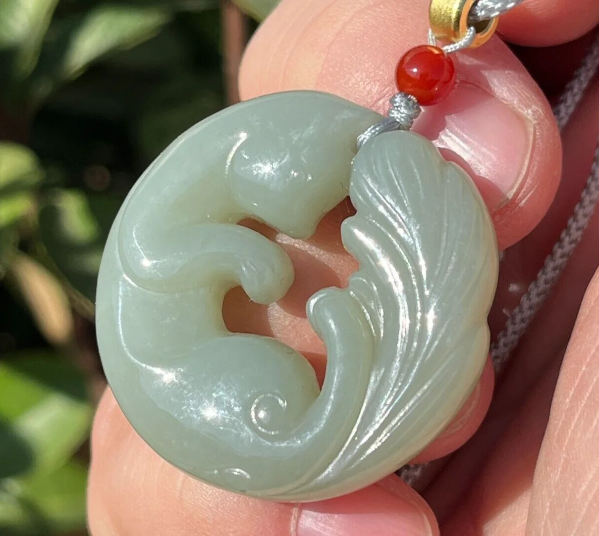 CERTIFIED 19.6g 100% NATURAL HOTAN JADE（nephrite） HAND CARVED FOX PENDANT