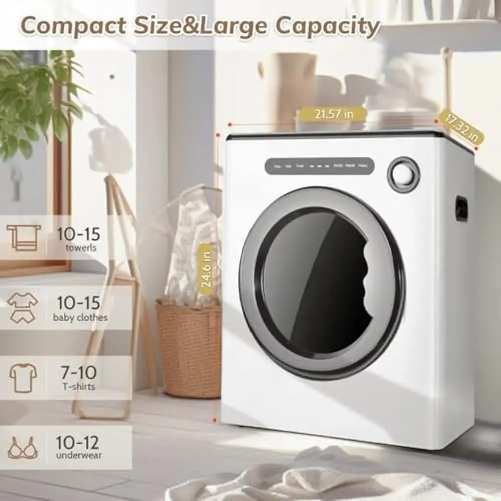 Sèche-linge blanc compact portable, tambour artériel en acier inoxydable 8.8, moteur injuste, faible bruit, fonctionnement facile, camping-cars parfaits, dortoirs