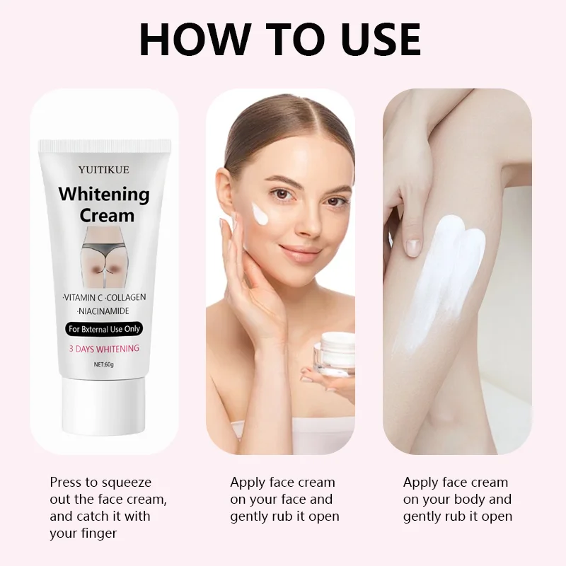 كريم تبييض الوجه والجسم من حليب الكولاجين، لوشن مبيض ومرطب للعناية بالبشرة
