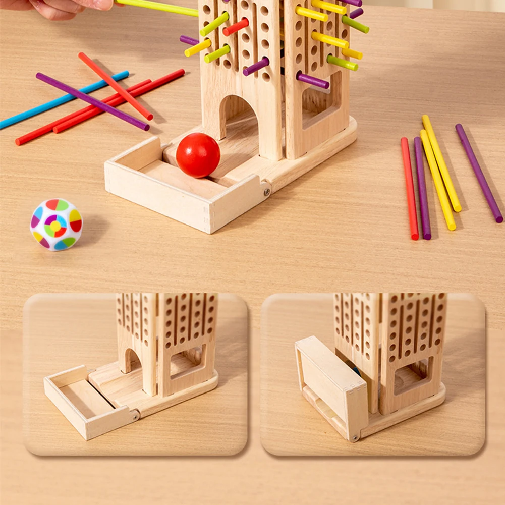 3-In-1 Vroeg Onderwijs Houten Stok Spel Herbruikbare Ouder-kind Interactief Spel Slijtvast Concentratie Balans Bordspel