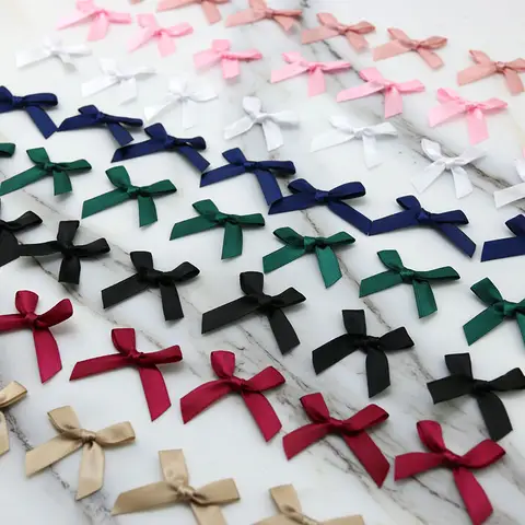 (50 개/갑) 4*4cm 신선한 핑크 리본 활 작은 크기 새틴 리본 활 꽃 공예 장식 세공 DIY 파티 장식