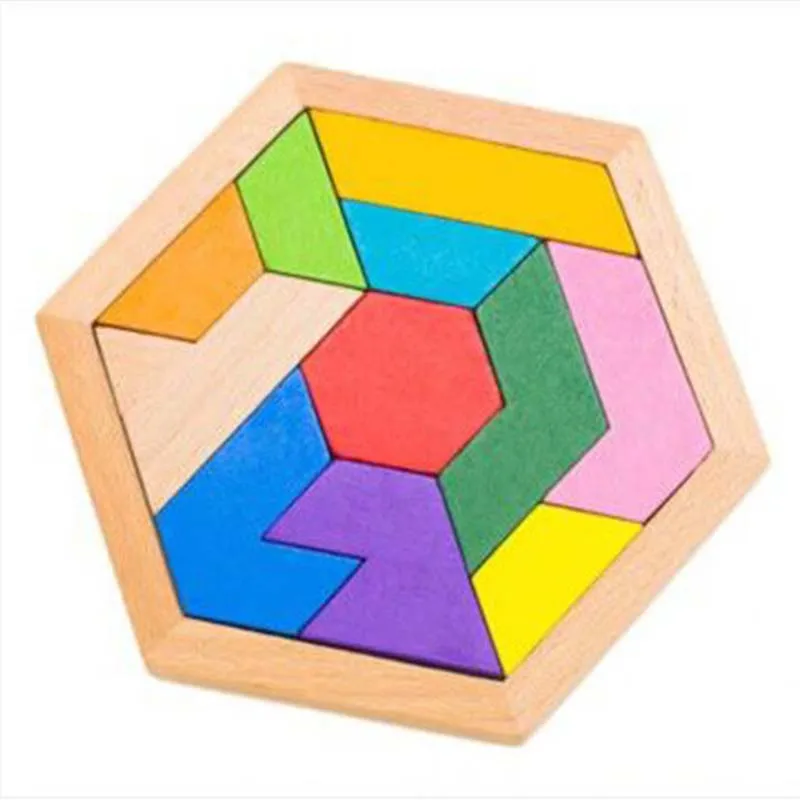 Sześciokątne Puzzle Tangram szachowe obcych burza mózgów 11-częściowa układanka z klocków układanka klasyczne Puzzle dla dzieci