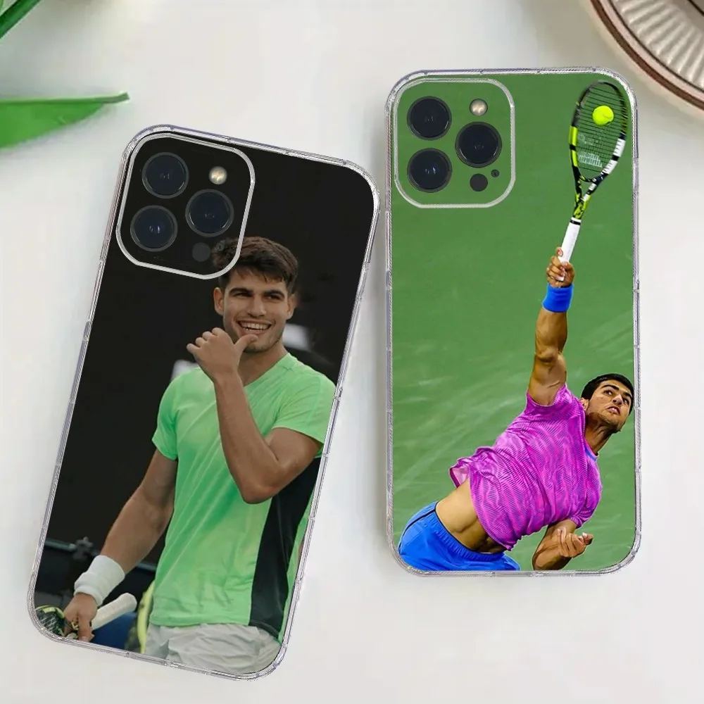 

C-Carlos A-Alcaraz-Us Open Plays Backhand Phone Case For iPhone15 14 13 12 11 10 9 Pro Max XS Max X XR 7 8 Plus Mini TPU materi