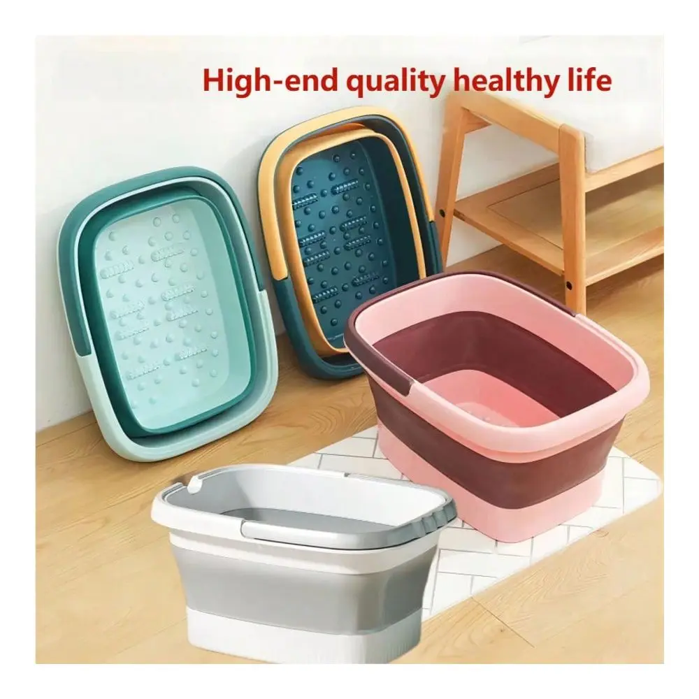 Foldable Foot Bath Basin Designed For Foot Soaking, Equipped With Plastic Tub With Handle And Built-In Acupressure Massage Points, Can Relieve Pain, Suitable For Foot Massage And Home Spa Care