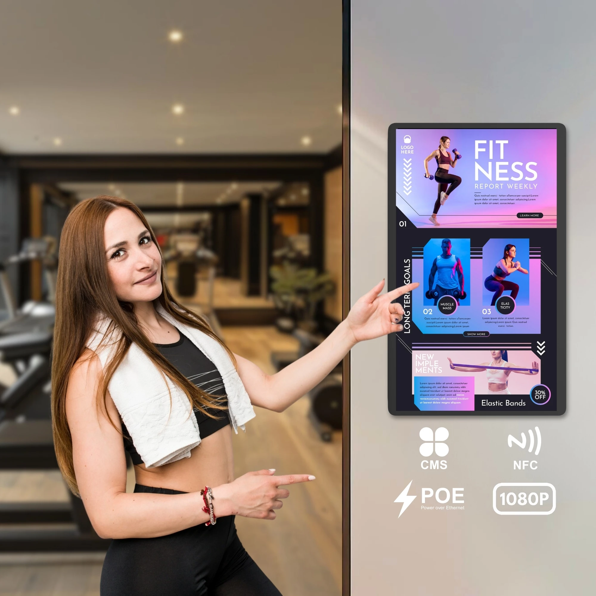 24-Inch FHD RK3576S 14 4+32GB Wall Mounted Digital Signage Display Optional POE NFC Advertisement Tablet Touch Screen