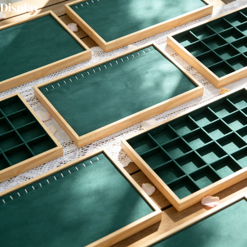 

Solid Wood Jewelry Display Tray Bead Stringing Jewelry Showpiece Earring Studs Viewing Tray Jewelry Accessories Packaging