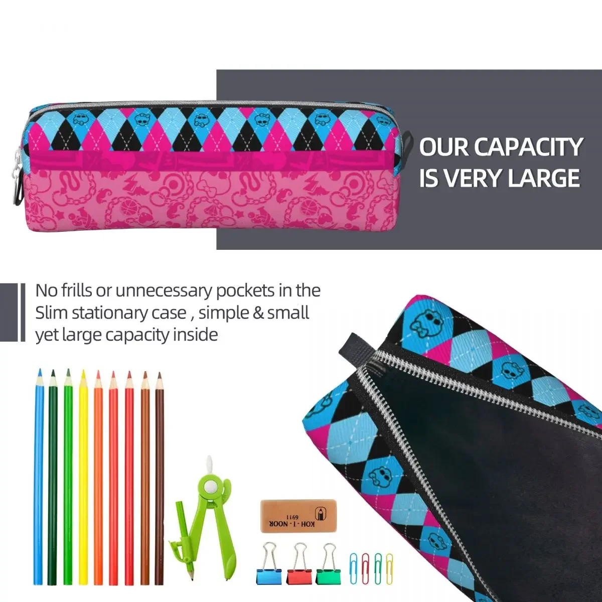 Portapenne creativo High Anime Pencilcases portapenne per studenti borsa portaoggetti grande materiale scolastico cancelleria con cerniera