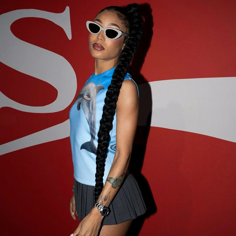 T-shirt imprimé dauphin pour femmes Y23tp048 2025, haut décontracté, matériau de qualité, ajustement confortable pour dames