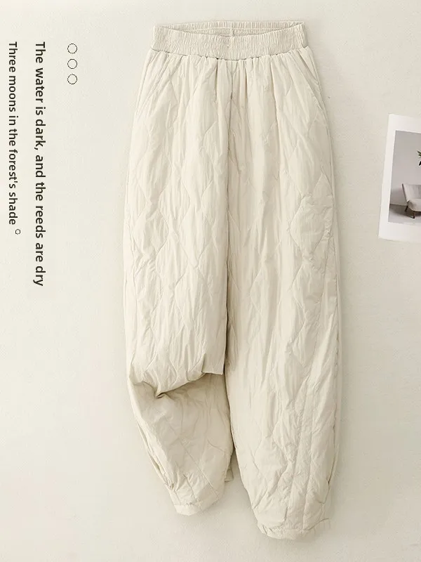 

High Waist Loose Fit Thiened Cotton Pants Women's plus Size Casual Design Warmth Korean Japanese Sle Winter Trousers