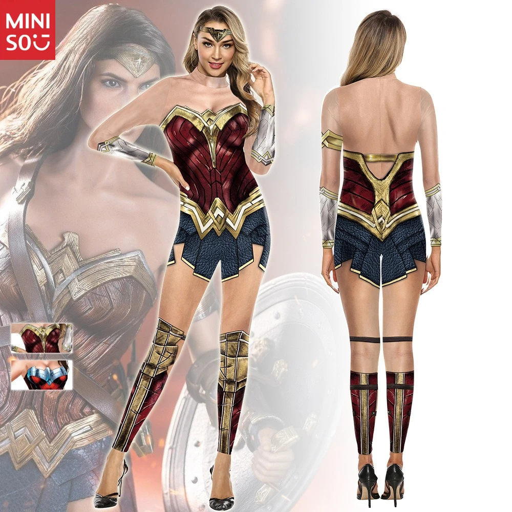 

Miniso 2025 Wonder Woman 3D Print Bodysuit | Cosplay Costume, Full Body Roleplay Suit