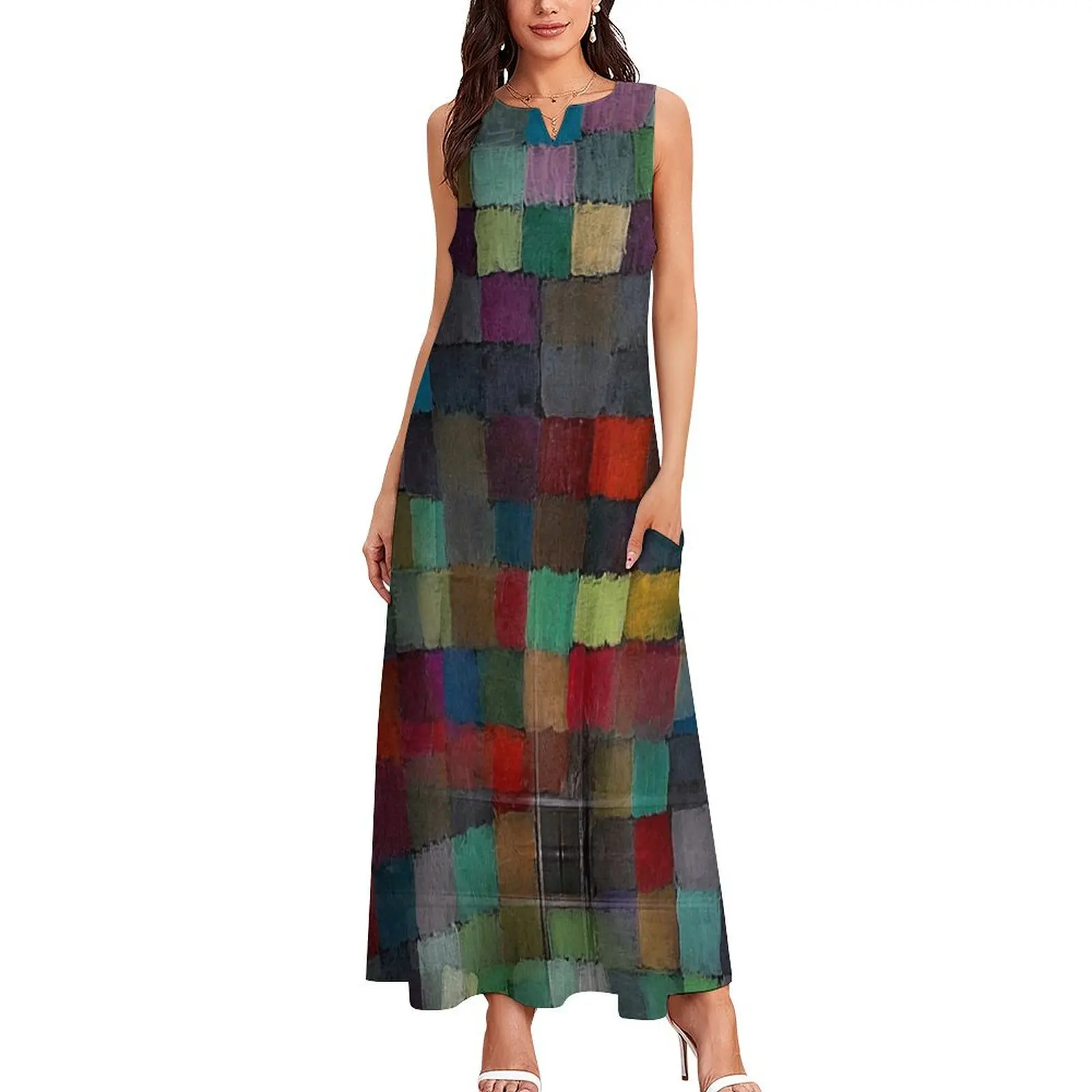 Abstract Tiles Long Dress dresses korean style Dresses gala chic and elegant evening dress