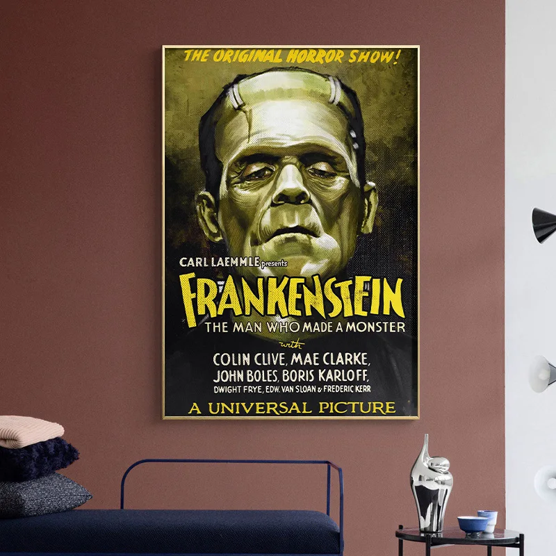 Vintage Horror Frankenstein Monsters Movie Character Poster Print Wall Art Pictures Canvas Painting Living Room Home Decor Gift