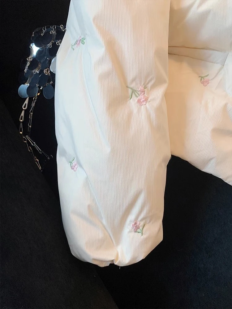 Floral Embroidery Cotton Jaet Coats for Men 'and Women with Belt Sli Warmth ort Version Agel Design Fall Spring Co...