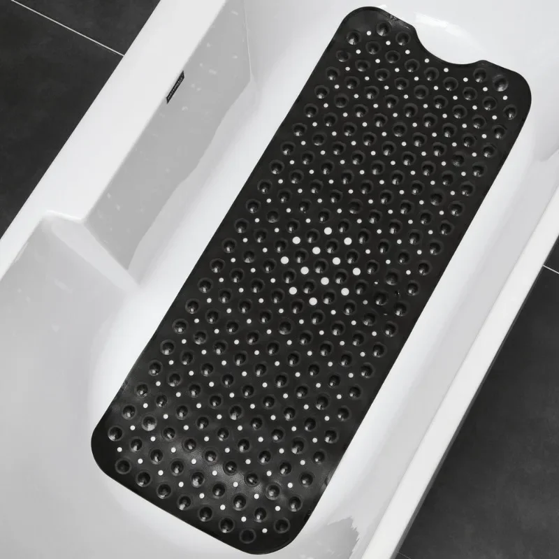 1pc Extra-Long Anti-Slip Bathtub Mat with Massage Texture, Bath Rug-Machine Washable, Drain Holes, Suction Cup Grip