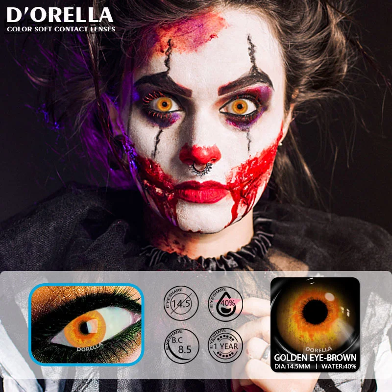 D\'ORELLA – lentilles de Contact multicolores, 1 paire, pour Cosplay, maquillage d\'halloween, pour les yeux, pour dessin animé