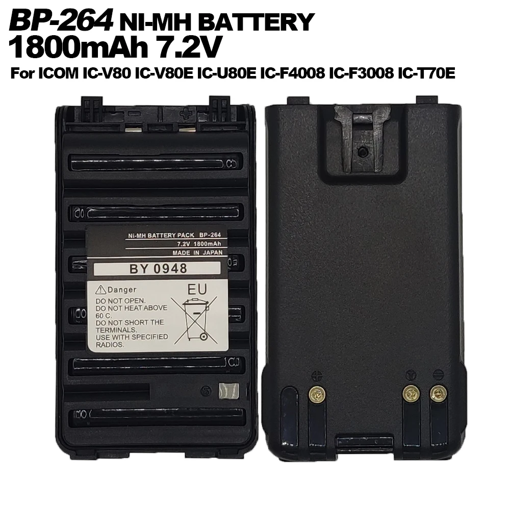 BP-264 ICOM Walperforated Talkie Ni-Mh Batterie 1800mAh 7.2V Pour IC-V80 IC-V80E IC-U80E IC-F4008 IC-F3008 IC-T70E Radios Bidirectionnelles musicien 264