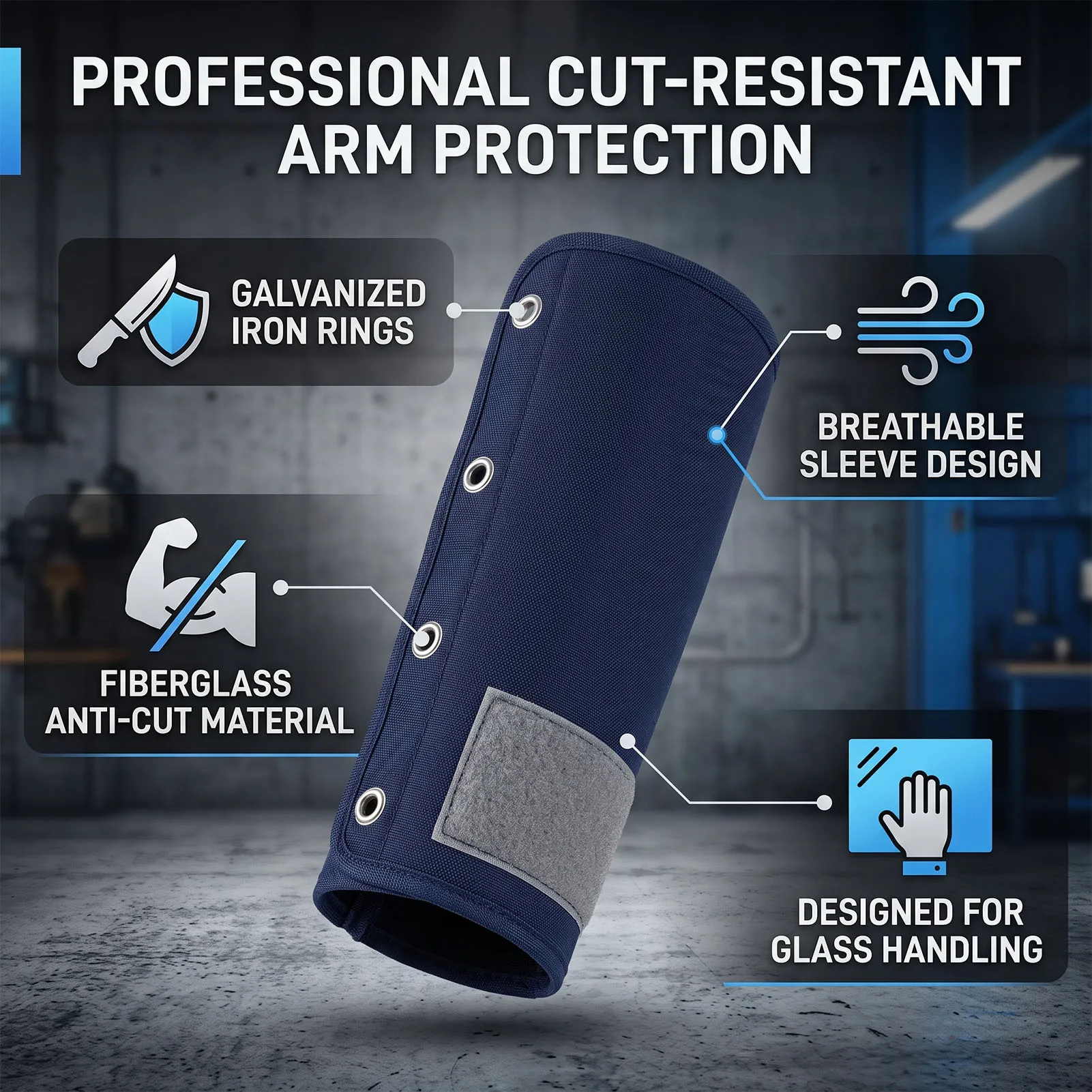 Cut Resistance Arm Sleeves Steel  Anti Cut Knitted Interlayer Scratch Protective Arm Guards for Glass Factory Workers