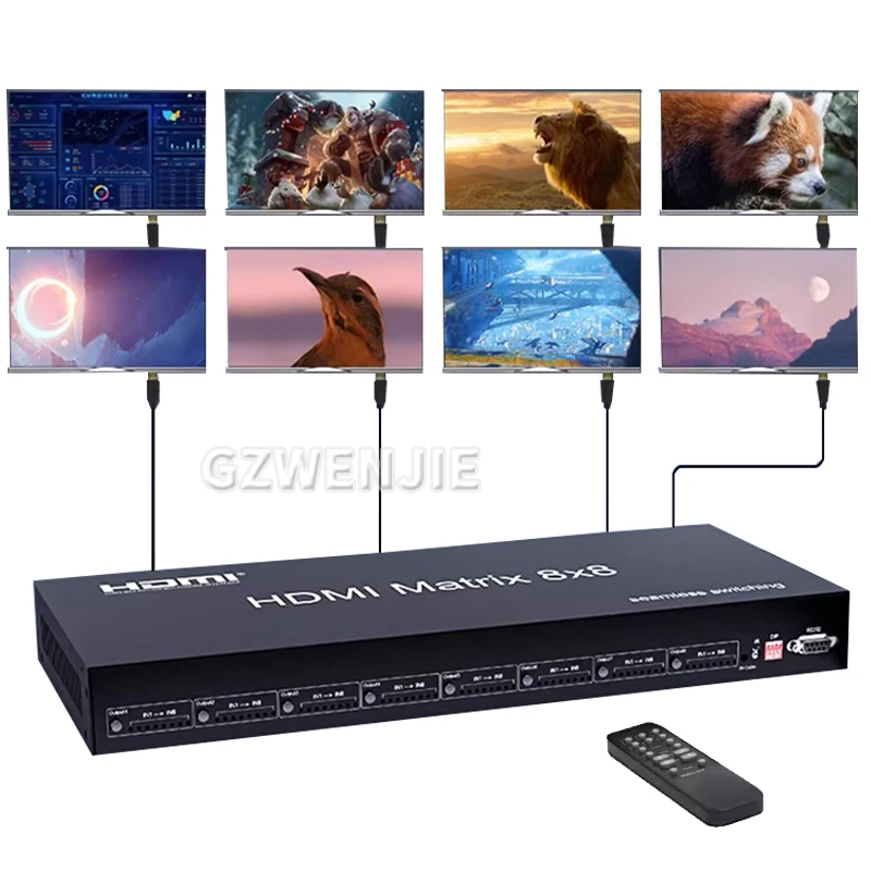 HD Audio/Video Matrix 8x8ตัวหน้าจอเชื่อมต่อสัญญาณดิจิตอลตัวสลับเมทริกซ์1080P สำหรับรีโมท HDMI/แยกสัญญาณ