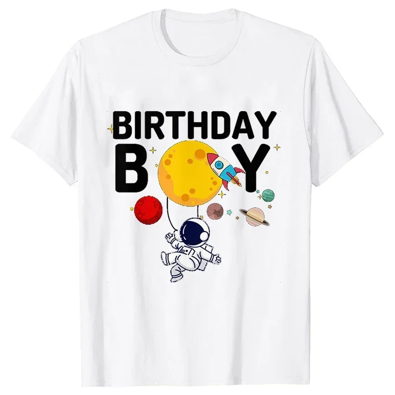 Astronaut Birthday T-shirts Family Astronaut Clothing Rocket Tshirts Short Sleeve Birthday Space Womens  T-shirts Clothing