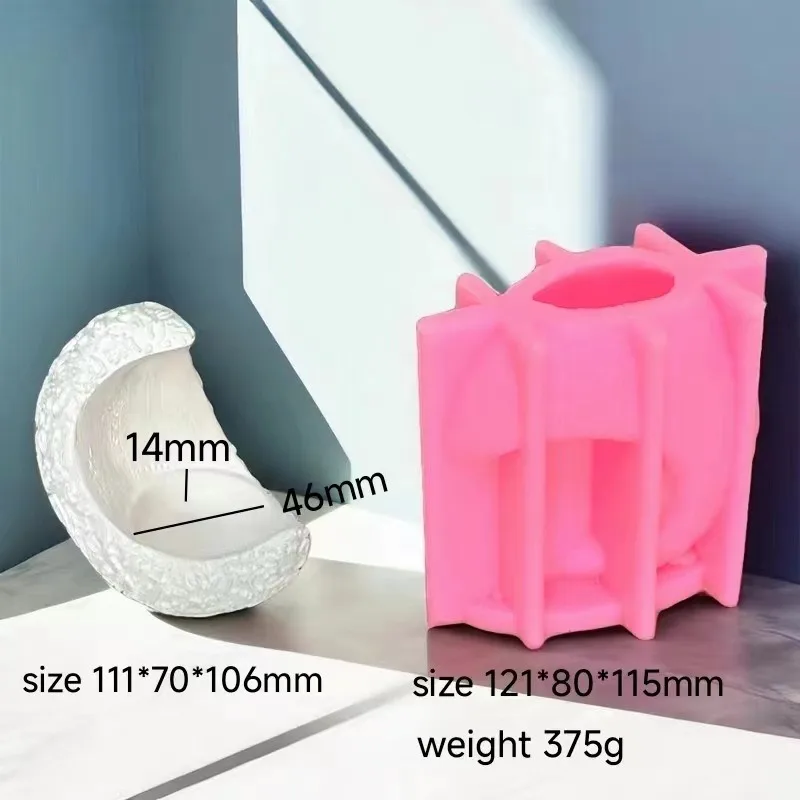 Soporte de vela de Luna, molde de goteo de resina DIY, colocación de molde de silicona para decoración del hogar