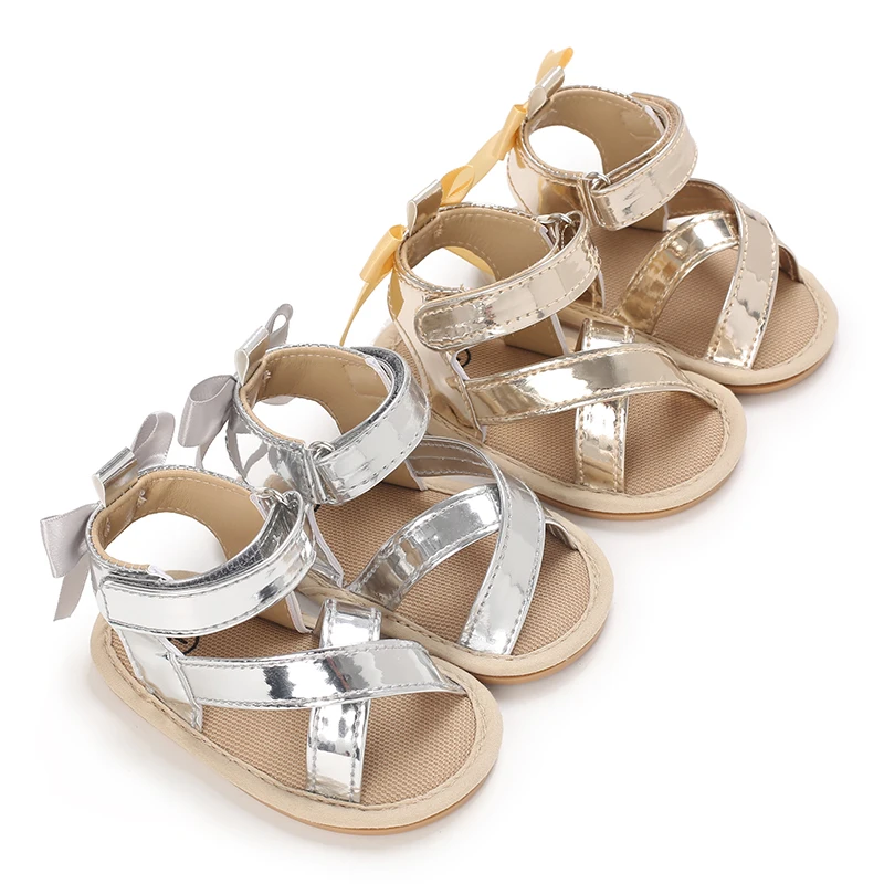 2024 Fashion Sandals Baby Girls Cute Bowknot Princess Shoes Toddler Infant Flat Soft-Sole Summer Sandals Non-slip Shoes Crib