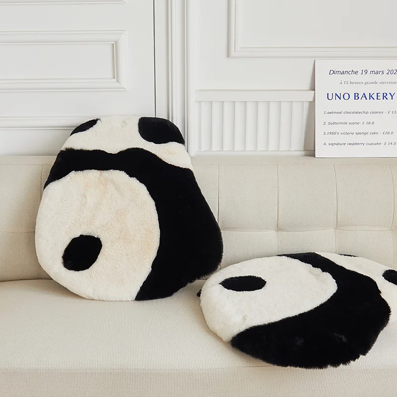 

Bubble Kiss Cuddly Fluffy Soft Panda Sitting Cushion Home Decorative Pillows for Sofa Imitation Rabbit Hair Office Seat Cushion