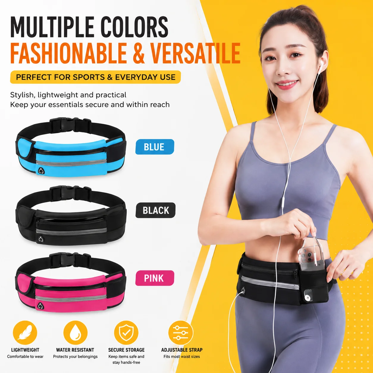 

Running waist bag, sports phone bag, men's and women's intimate outdoor equipment, waterproof, lightweight, marathon fitness