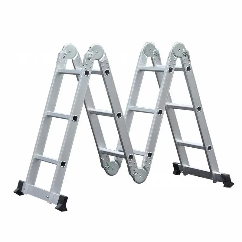 Portable Aluminum Folding Ladder for Home and Outdoor Easy-to-Store Collapsible Step Ladder for Garage/Kitchen