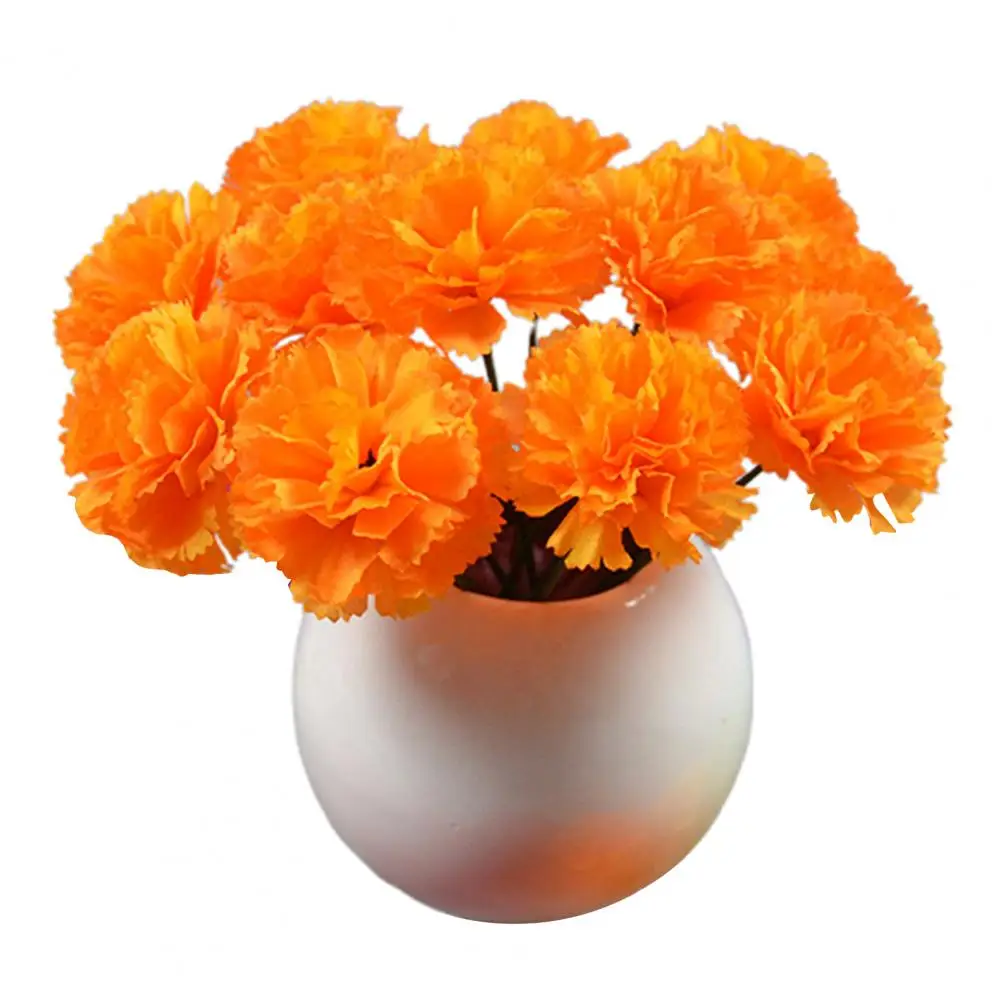 Artificial Flower Arrangement Realistic Faux Silk Marigold Flowers for Muertos Diwali Home Decor Set of 20 Artificial