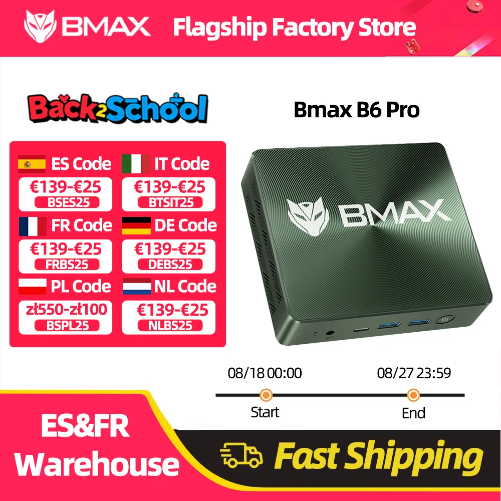 BMAX B6 Plus / Pro Mini PC Windows 11 PC Intel I3 I5 16GB DDR4 RAM 512GB SSD WIFI 5 USB 3.0 USB * 3 HDMI * 2