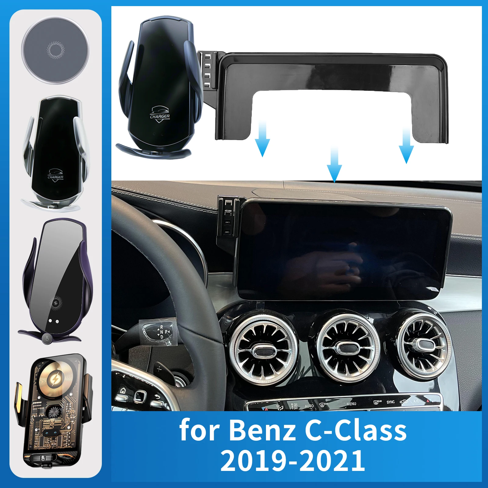 

Car Mobile Phone Holder for 2019-2021 Mercedes-Benz C-Class C CLASS W205 (10.25in) GPS Bracket Charging Stand Auto Accessories