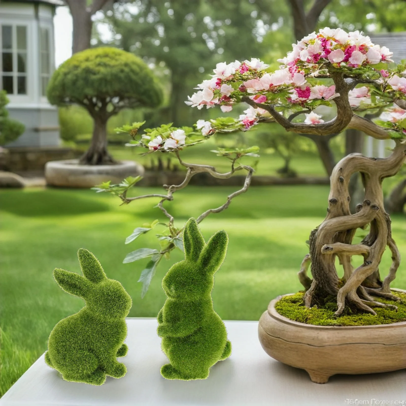 

2 Pcs Simulated Rabbit Ornament Resin Garden Decor Statues Outdoor for Figurines Bunny