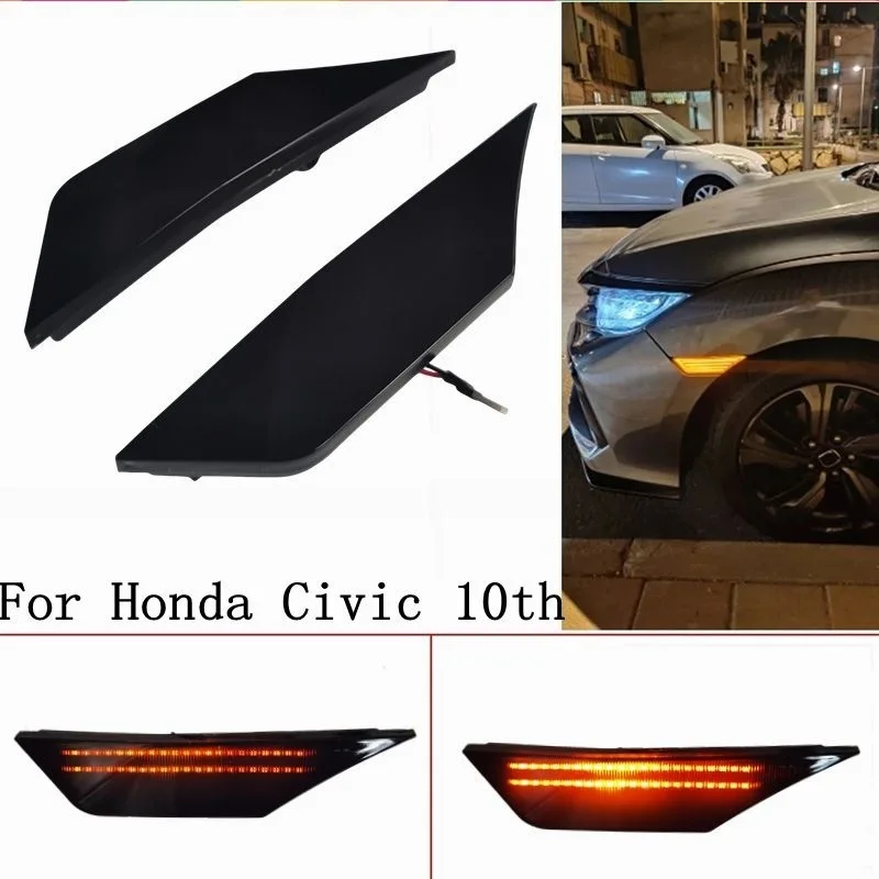 

Динамические дымчатые светодиодные боковые габаритные фонари для Honda Civic 10-го поколения 2016 2017 2018 2019 2020 2021, указатели поворота Canbus