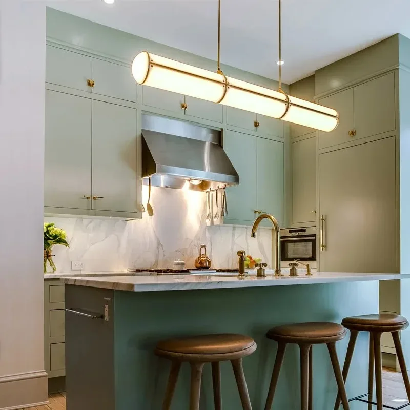 Cilindrische eindeloze hanglamp Designer LED lange acrylverlichting voor eetkamer keukenbar Minimalistische witte eetlamp