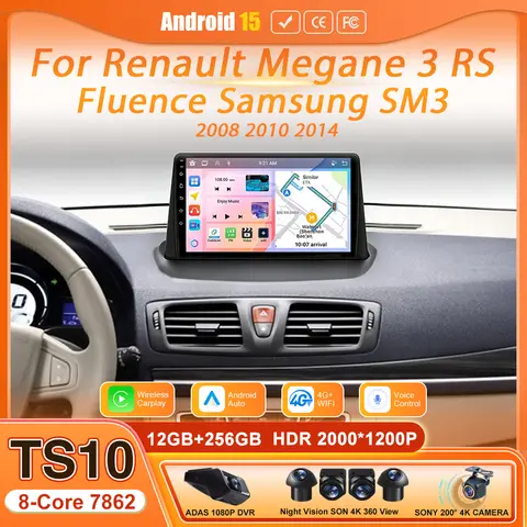 For Renault Megane 3 RS Fluence Samsung SM3 2008 2010 2014 MT Head Unit Car Multimedia Radio Player Video Audio Screen GPS 2din
