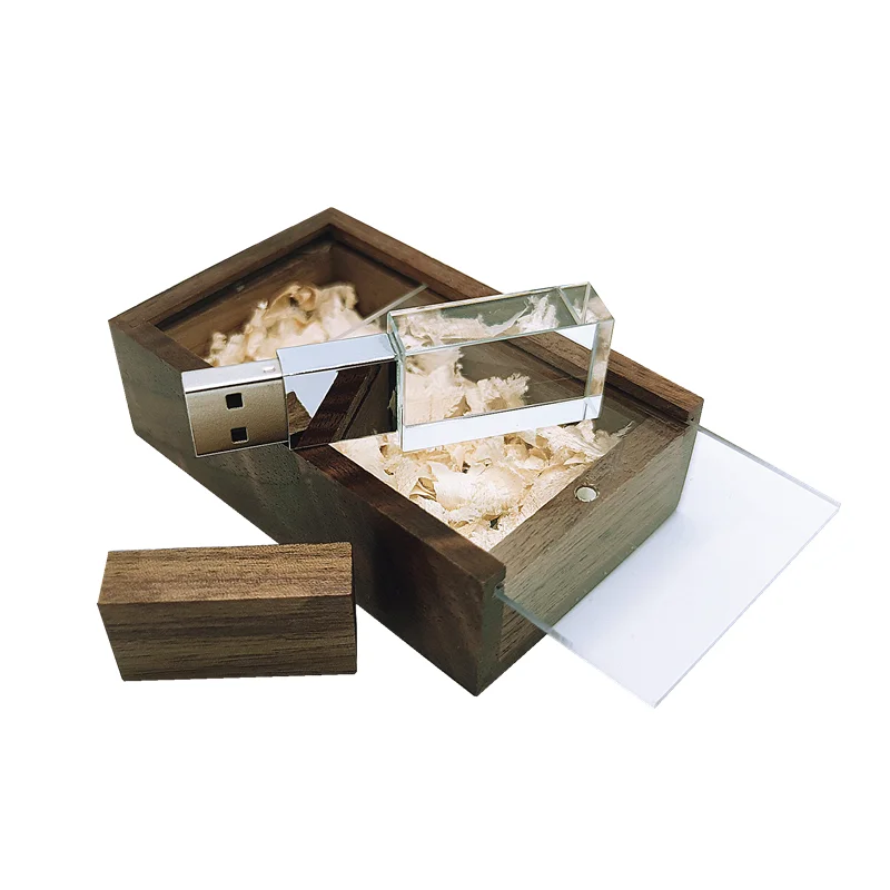 Free Custom Laser Engraving LOGO Walnut Crystal USB3.0 Flash Drive 32GB