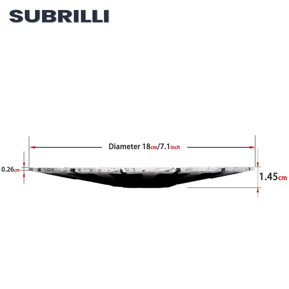 SUBRILLI Pisau Gergaji Cekung Berlian, Gergaji Berlian 115/125/180Mm Diska Pemotong Melengkung Pelek Turbo Pelindung Segmentasi Gigi Cembung Berlian