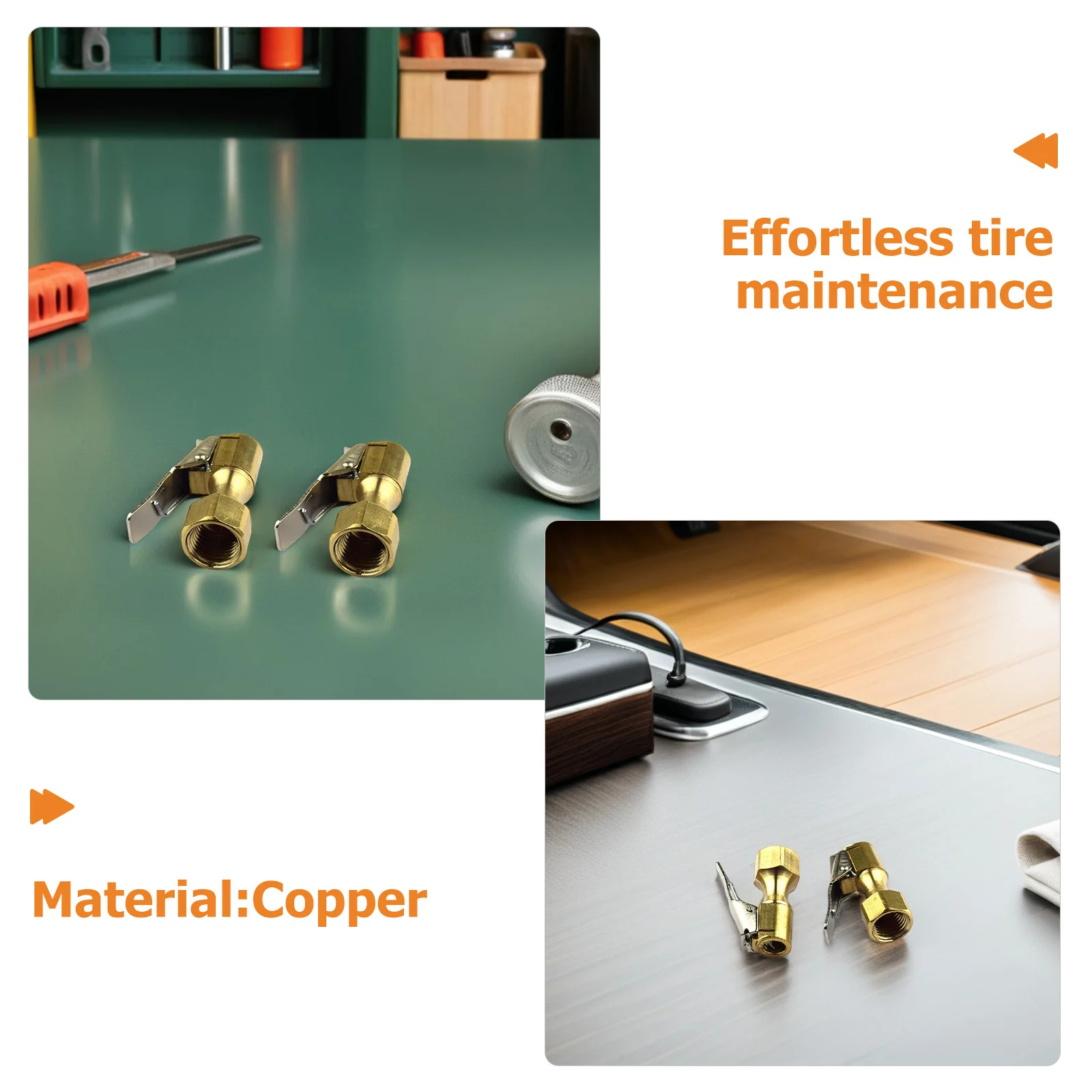 6 قطعة منفاخ إطارات نحاسي شديد التحمل تشاك لا تسرب كليب على فوهة الهواء لصيانة المركبات الإطارات تشاك فوهة هواء السيارة #6