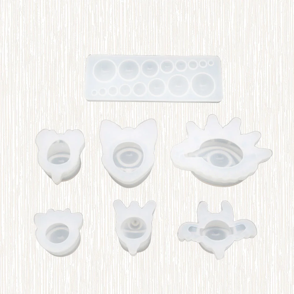 

7 Pcs Eye Epoxy Mould DIY Silicone Mould Mirror Polishing Model Case for Home DIY Craft (White)