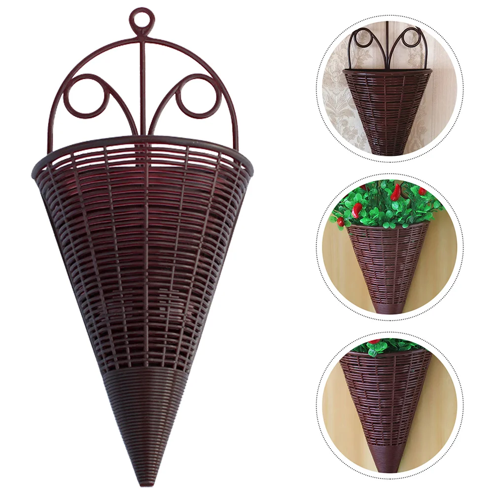 

3 Pcs Rattan Flower Stand Imitation Wall Hanging Basket Baby Cone Shaped Baskets Orchid Pp Storage