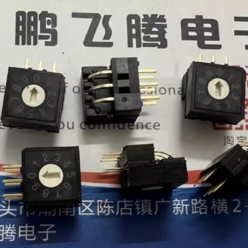 RV3A-10R-V-B 0-9/10-bit rotary dialing code switch side inserts 3:3 pins plus gold plated pins