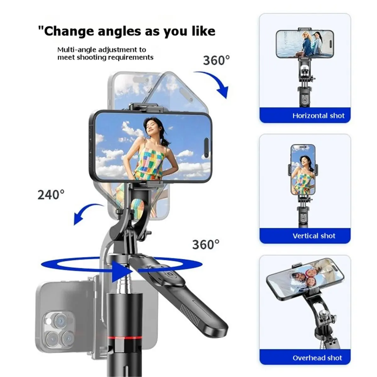 Wireless Bluetooth Selfie Stick Anti-Shake Vlogging Photography Gadget with Remote Controller