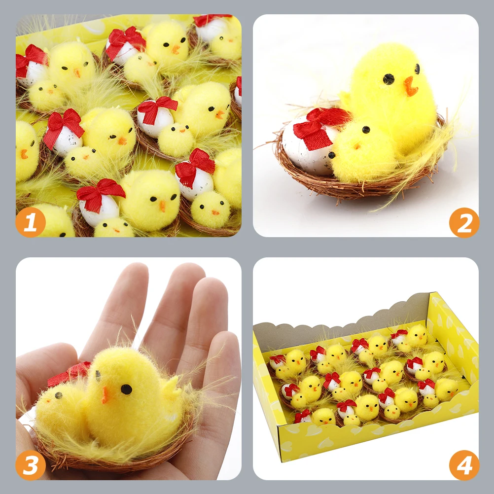 

12 Pcs Chicken Suit Figurine Halloween Miniature Chickens Ornaments Chemical Fiber and Plastic Party Decorations Baby
