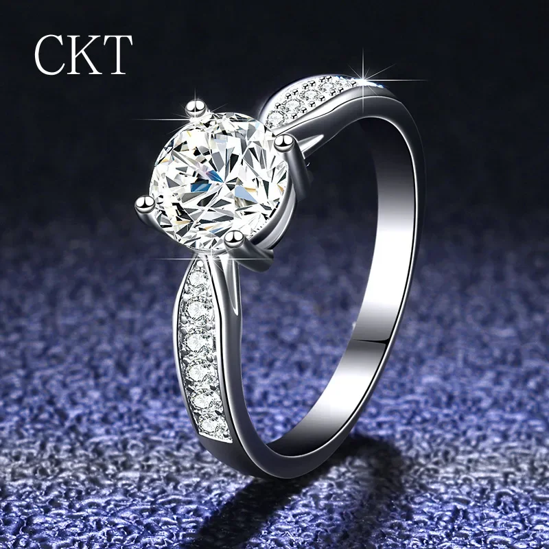 

18k White Gold Solid PT950 Platinum Ring 1 CT Moissanite Diamond Ring Luxury Wedding Band Fine Jewelry Women Gift Accessories